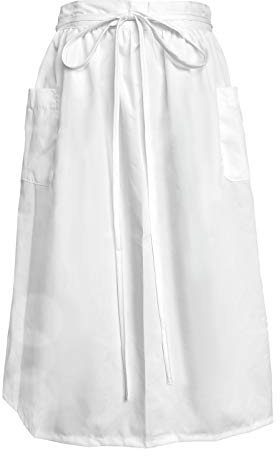 Cityelf Vintage Adjustable Ruffle White Apron Maid Costume Victorian Style 50’s Dress Apron with Long Ties and Pockets