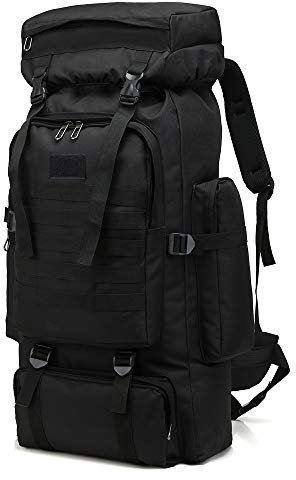 TOUYAKO Wanderrucksack 80L, Große Kapazität Wasserdicht Bergsteigen Wandern Militär Armee Taktischer Wanderrucksack Reiserucksack, 800D Oxford Outdoor Rucksack Reisen, Radfahren, Bergsteigen Schwarz…