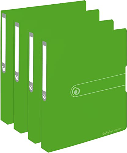 Herlitz Ringbuch A4 (PP, 2-Ring-Kombi-Mechanik, 3,8 cm Rücken, 25 mm Füllhöhe) 4er Set, ‎opak apfel