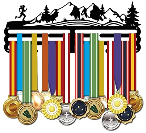 SUPERDANT Laufen Frauen Medaillenhalter Laufen Medaillen Aufbewahrung Marathon Medaillen Aufhänger Für Wand Marathon Medaille Halter Personalisiert Geschenke für Sportler und Kinder 40x15cm