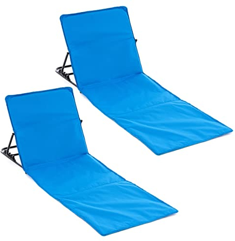 Nexos Trading 2er Set Strandmatte Beach-Matte gepolstert faltbar verstellbare Rückenlehne (Blau)