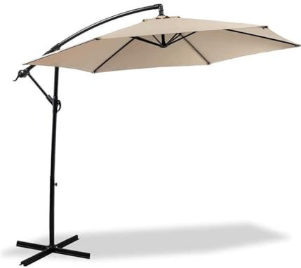 OISE ART STORE Trade Shop - Ombrellone Giardino Decentrato 3x3 con Pendente Palo Alluminio Gazebo Antivento Bianco