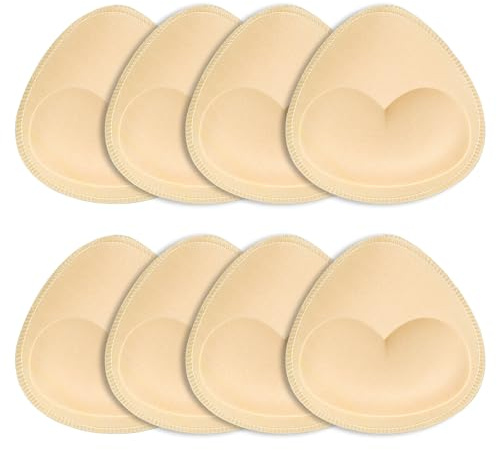 SKENGWEL 4 pairs Women's Triangle Bra Pads Inserts Removable Push Up Sports Bra Cups Replacements For Bikini Top Swimsuit (4 pairs beige C/D)