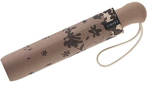 Esprit Taschenschirm Easymatic Light Auf-Zu Automatik Poetry Flower - Taupe Gray