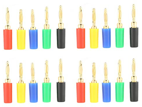 Risegun 20 Pcs Panel Mount Banana Socket, Mixed Colors Banana Plug Jack Test Probes Connector, for Speaker Amplifier Terminal, Multimeter, Electrical Test Wire