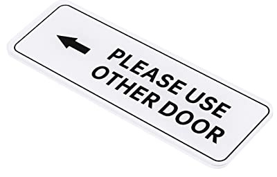 PATIKIL Please Use Other Door Left Arrow Sign, Acrylic 6x2 Self Adhesive Door Sticker Wall Mounting Sign for Office Business Hotel, White