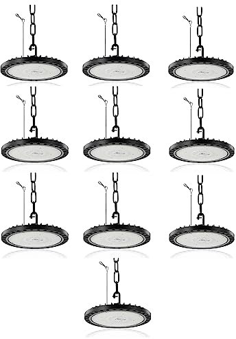 UFO LED Lámpara Alta Bahía 300W 10 Piezas,30000LM Brillante UFO Foco LED Industrial,6500K Blanco Frío Iluminación Comercial Bahía,Impermeable IP65 Comercial Industrial Proyector para Fábricas Almacén