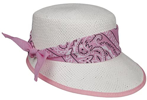 LIPODO Gorra de Paja Mevana Kids Niño - Made in Italy Sombrero Sol Visera para el con Verano Primavera/Verano - 51 cm Rosado