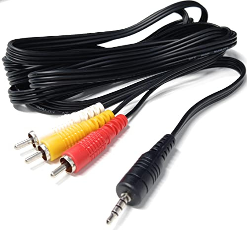 DRUT 3m 3.5mm 4 Pole Jack Plug to 3 x RCA Phono Composite Audio Video AV | Durable, reliable connectors. No drivers needed, plug & play. Great for camcorders, digital cameras, and AV capture devices.