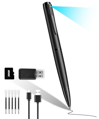 SANPROV Mini Kamera,1080P HD Kamera überwachung Tragbare kleine Überwachungskamera Stiftkamera Kamera mit 32G Micro SD Karte für drinnen und draußen