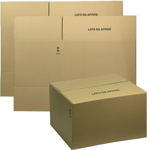 Sicignano | Boîte en carton américaine, 32 x 32 x 24 cm, double vague, résistante, avec symboles - expédition, emballage, déménagement, entrepôt, emballage - Disponible en paquets (6)