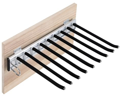 SUPAWAY Hosenauszug Edelstahl Hosenaufhängung Ausziehbar Hosenständer für Kleiderschrank Hosenbügel mit rutschfeste Beflockung Herausziehen Hosenhalter 9 Positionen Links Platzsparend Aufbewahrung