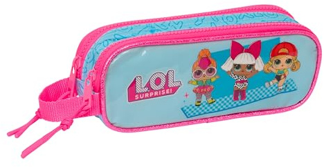 Safta LOL Surprise! Divas - Astuccio doppio per bambini, astuccio per bambini, ideale per bambini in età scolastica, comodo e versatile, qualità e resistenza, 21 x 6 x 8 cm, colore blu