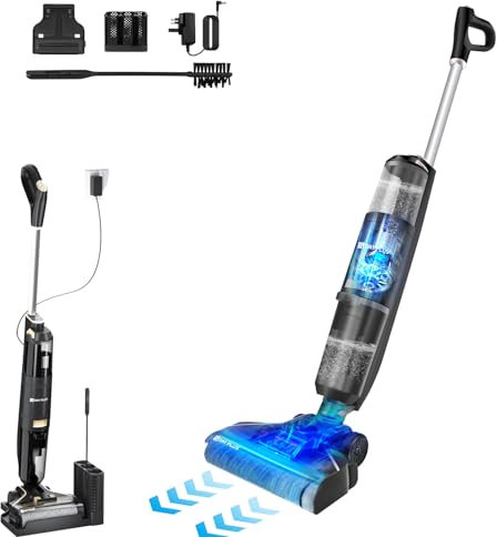 ANSIMIDA Bürstenlos Kabelloser Nass-Trocken-Sauger, 25Min Laufzeit, Leicht Kabelloser Bodenreiniger mit LED-Display & Selbstreinigung, ideal für hartnäckigen Schmutz und Tierhaare