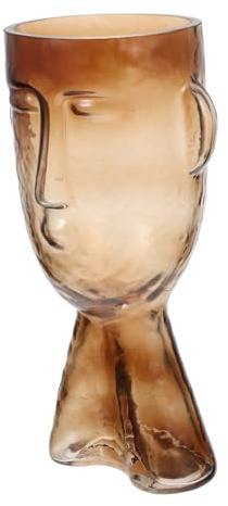 Zerodeko Moderne Glasvase in Braun mit Künstlerischem Design und Glatter Oberfläche Kleine Vase für Tischdeko im Wohnzimmer oder Büro als Stilvolle Blumenhalter