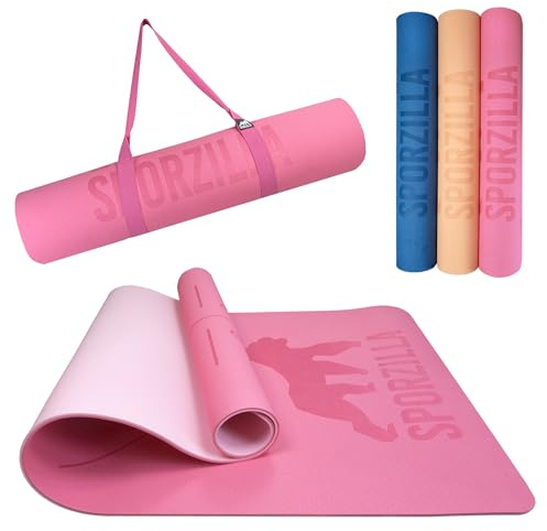 Sporzilla® Premium XL Fitnessmatte, Yogamatte, extra breit 80 cm, 8 mm stark, rutschfest & schadstofffrei, mit Hilfslinien