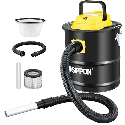 SIPPON Aspiradora de cenizas, aspiradora de estufa de pellets con base de ruedas y función de soplador, potente aspiradora de ceniza todo en uno de 4 galones
