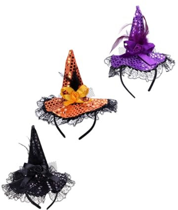 KOMBIUDA 3stücke Teiliges Junge Mädchen-haarband Hexenhut-design Tragbare Verschleißfeste Stirnbänder Für Halloween Und Kostümpartys Geeignet Für Mädchen