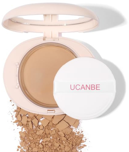 UCANBE 2-in-1 Pressed Face Powder & Foundation Makeup, Matte Oil Control Flawless Setting Powder, Korean Makeup,Waterproof Long Lasting Finishing Powder (Natural)