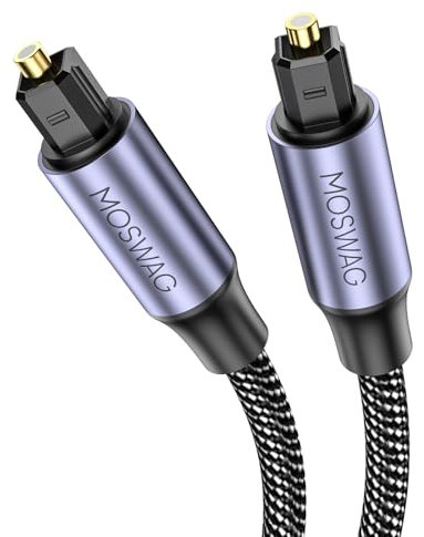 MOSWAG 5M Digital Audio Toslink Cable, Toslink Optical Braided Cable, toslink Fiber Optic Cord, Digital Audio optical cable for Sound Bar, Smart TV, Home Theater, PS4, Xbox & PlayStation and more