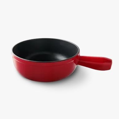 Kisag Fondue Caquelon gjutjärn fondue gryta ostfondue röd kakel 20 cm 2,0 l ädelbotten