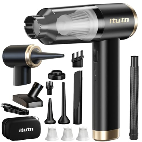 itutn Mini aspirateur de voiture, 15000 PA, aspiration puissante, aspirateur portable sans fil pour voiture, petit aspirateur à main et plumeau d'air pour la maison, ordinateur, PC, clavier (mini