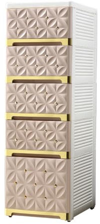 Kommode, Kommode mit Stauraum, Kommode mit Schubladen aus Kunststoff, Gilt für Wohnzimmer, Arbeitszimmer, Wohnung, Garderobe, Nachttisch mit Muster (Khaki)