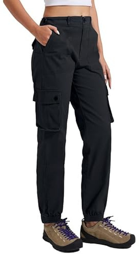 Pioneer Camp Cargohose Damen Lang Wanderhose für Frauen Strapazierfähig Cargo Hosen Verstellbarer Bund Outdoor Jogginghosen mit 6 Taschen