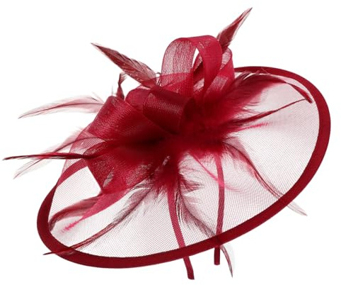 VINTORKY Eleganter Damen und Angenehm zu Tragen in Rot Fascinator Hut aus Kunststoff Stilvolles Accessoire Vielseitig Verwendbar für Teeparty und Hochzeit für Besondere Anlässe