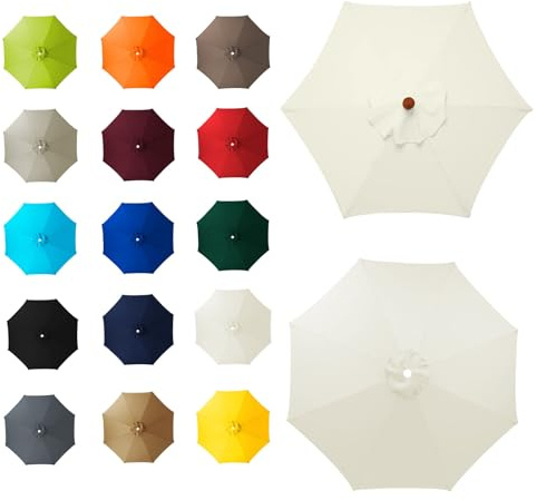 6 Arms/8 Arms Umbrella Replacement Canopy, Replacement Canopy, Replacement Parasol Cover, Sun Umbrella Replacement Cloth, Many Colours, for Patio Market Table, Patio, swimming Pool(Beige,8ribs:2.5m/8.