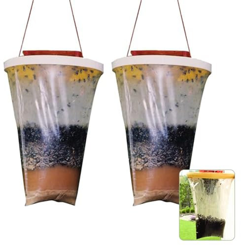 Odoukey 2pcs Pièces à Mouche jetables pour Une Utilisation intérieure et extérieure, Sacs à Mouche Polyvalents pour Maison, Jardin, Grange Cheval