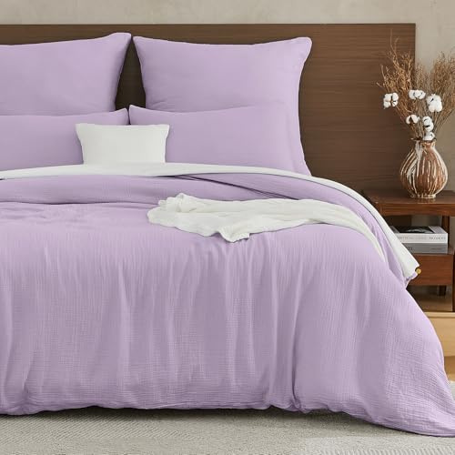 Juego de ropa de cama de muselina EMME 100% algodón, 220x240, juego doble de ropa de cama de verano con cremallera, 1 juego de funda nórdica con 2 fundas de almohada de 80x80 cm, colcha de muselina