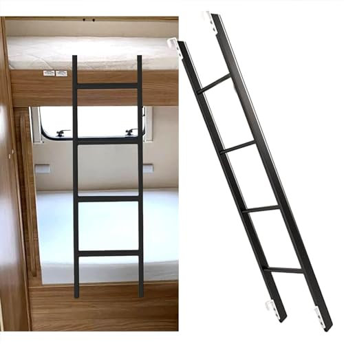 Etagenbettleiter für Wohnheim-Lofts, 4/5-stufige Innenbettleiter, schwarz, 116 cm, 130 cm, 140 cm, 150 cm, Einhängeleiter für Wohnungen, tragbare Metallleiter für Wohnheime, platzsparend