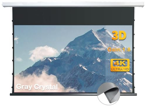 WUPRO QuadraArc Pantalla de Proyector Motorizada Gray Crystal 4K de 84 Pulgadas, Enrollable Eléctrica, Instalación en Pared y Techo, con Control Remoto, Compatible con Proyectores ST/LT