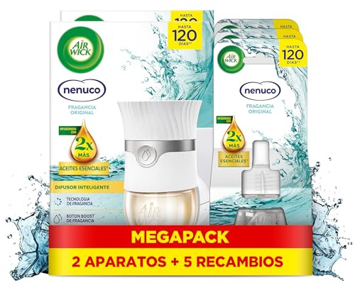 Air Wick Eléctrico Aparato y recambio de ambientador automático eléctrico, con aroma a Nenuco - 2 Aparato + 5 Recambios