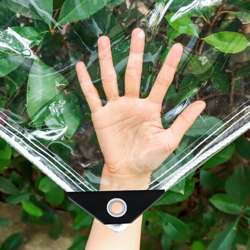 20mil Clear Plastic Tarp Heavy Duty Tarps Waterproof, 6x4 Feet Clear Vinyl Patio Screen Enclosure Panels with Grommets, PVC Vinyl Transparent Tarpaulin Porch Rain Shield, Winter Plants Greenhouse