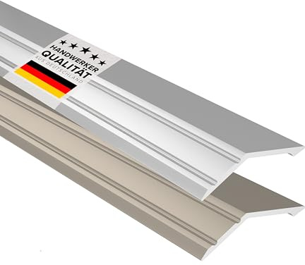 D-TACK Rampenprofil selbstklebend | Übergangsschiene für Bodenbeläge | Höhenausgleichsprofil aus eloxiertem Aluminium | Rampenleiste (Silber, 14 mm x 1 m)