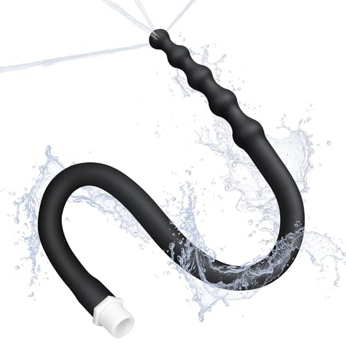 Shower Enema Douche Nozzles , 4 Holes Water Spray Comfortable Silicone Nozzles Enema for Men , Black Reusable Shower Enema Hose for Women