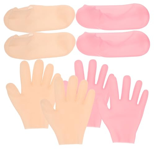 TOYZFRIENDY Silikon Fußmasken Satz mit Tiefenwirksamer Hornhaut Entfernung und Ermüdungsentlastung Elastische Feuchtigkeitssocken für Füße und Hände für Spa und Fußmassage zu Hause