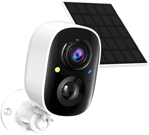 2K FHD Smart Wireless Security Camera Indoor/Outdoor,Solar Powered WiFi Camera with Color Night Vision, Motion Detection, 2-Way Audio, Weatherproof, Cloud/SD Storage for Home Security (2.4GHz Only)