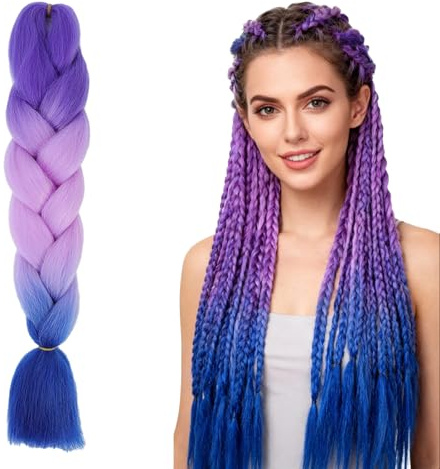 Extension Capelli per Treccine Africane Extension Ombre Jumbo Braiding Hair Extension Treccia Finta Capelli(1 Pack)