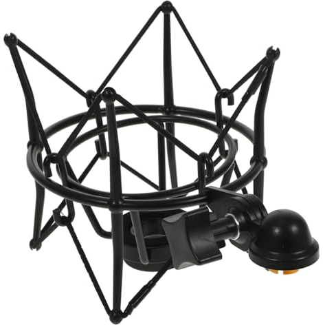NIYANGLE Metal Microphone Shockproof Bracket Spider Suspension Stand for Large Diaphragm Condenser Mics Stable Black Mic Holder for Podcast Broadcasting and Audio Recording Studios