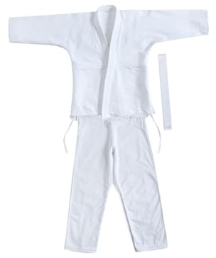 mophrati Judo Gi, Jiu Jitsu Anzug, Karate Anzug, atmungsaktive, leichte Baumwolle, Sportbekleidung für Schüler, leichte Baumwoll Kampfsportbekleidung, Karate Gi Kleidung, Weiß, 155 cm