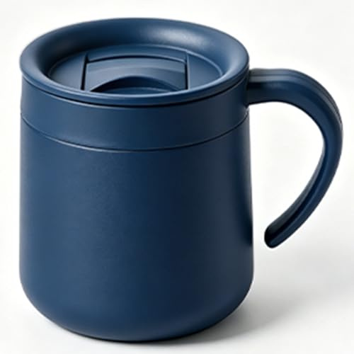 Luoqun88 Insulated Travel Coffee Mug 300ml | 4-Hour Hot, 12-Hour Cold | Leak-Proof Stainless Steel Cup with Handle | BPA-Free, Double Wall Vacuum | Ideal for Commute, Office, Gym & Gifts (Navy Blue)