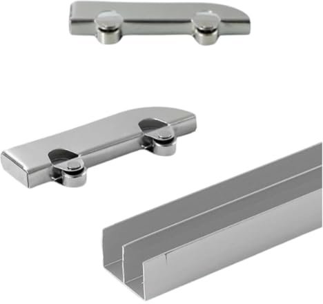 Aluminum Alloy Dual Channel Track for Glass Display Cabinet Sliding Doors - Smooth Silent Glide with Stainless Steel Bearings