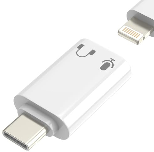 Adaptador USB C macho a Lightning hembra Jack para iPhone 17 16 15 Pro Max Auriculares Auriculares Auriculares con cable Micrófono Adaptador Cable Convertidor DAC Dual Headphone Teléfono para Apple