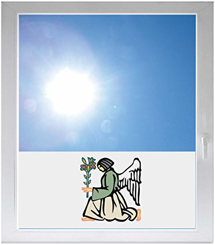INDIGOS UG - Fensterfolie Blickdicht Engel Ornament Tribal Blume - 1000x500mm - Sonnenschutzfolie Fenster - Sichtschutzfolie Fenster Bad, Küche, Fenster, Milchglasfolie