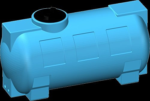 Serbatoio RINFORZATO polietilene 5 mm tipo orizzontale - FORI STAMPATI e FILETTATI acqua potabile alimenti (300) blu cisterna