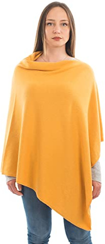DALLE PIANE CASHMERE Poncho Donna Misto Cashmere Lana - Giallo ocra