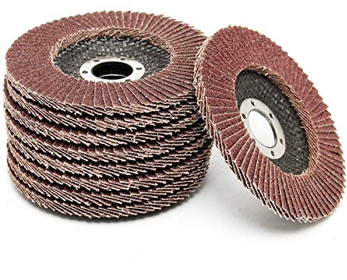 Garden Mile® 4 x 115mm Heavy Duty Grift Flap Discs | Aluminium Oxide Grinding and Sanding Disc Angle Grinder Power Tool Attachment for Metal Wood and Plastic (80 GRIT, 4)